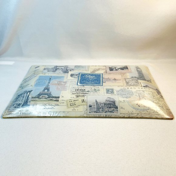 Vintage Postcard Photo Glass Tray Reverse Decorated Italy France Fringe 12” - Picture 9 of 9